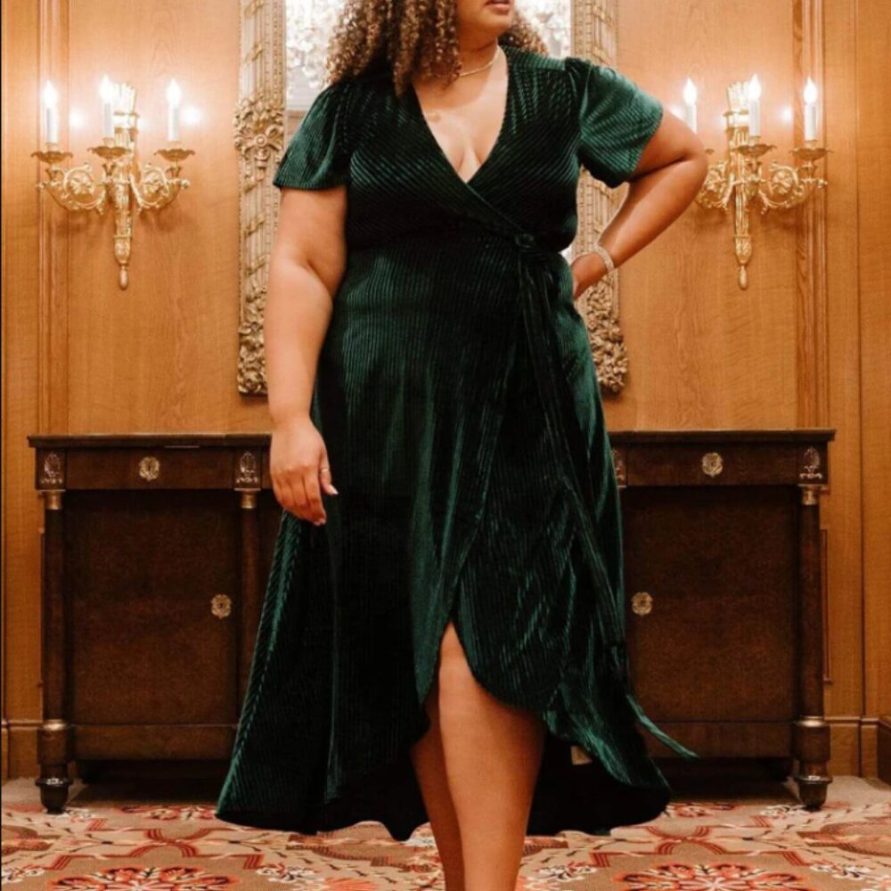 Baltic Born Andi Ribbed Velvet Wrap Dress